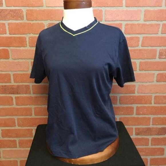 Robert Graham Womens V Neck T Shirt Size Small Petite Blue Short Sleeve Top - Picture 1 of 5
